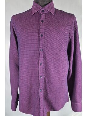 Stone Rose Purple Navy Textured Men’s Dress Shirt Size 5